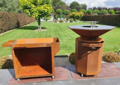 Servante et Plancha MWD feu au bois - jardin - été - barbecue - Wallonie