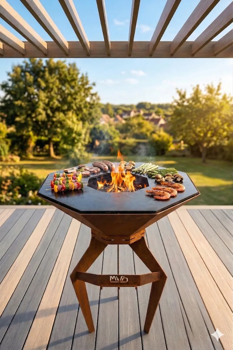 Planchito 2_Réduite Planchito MWD feu au bois - jardin - été - barbecue - Wallonie